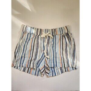 Caslon Shorts Womens Small Blue Striped Linen Blend Relaxed Fit Beachy Boho NWOT